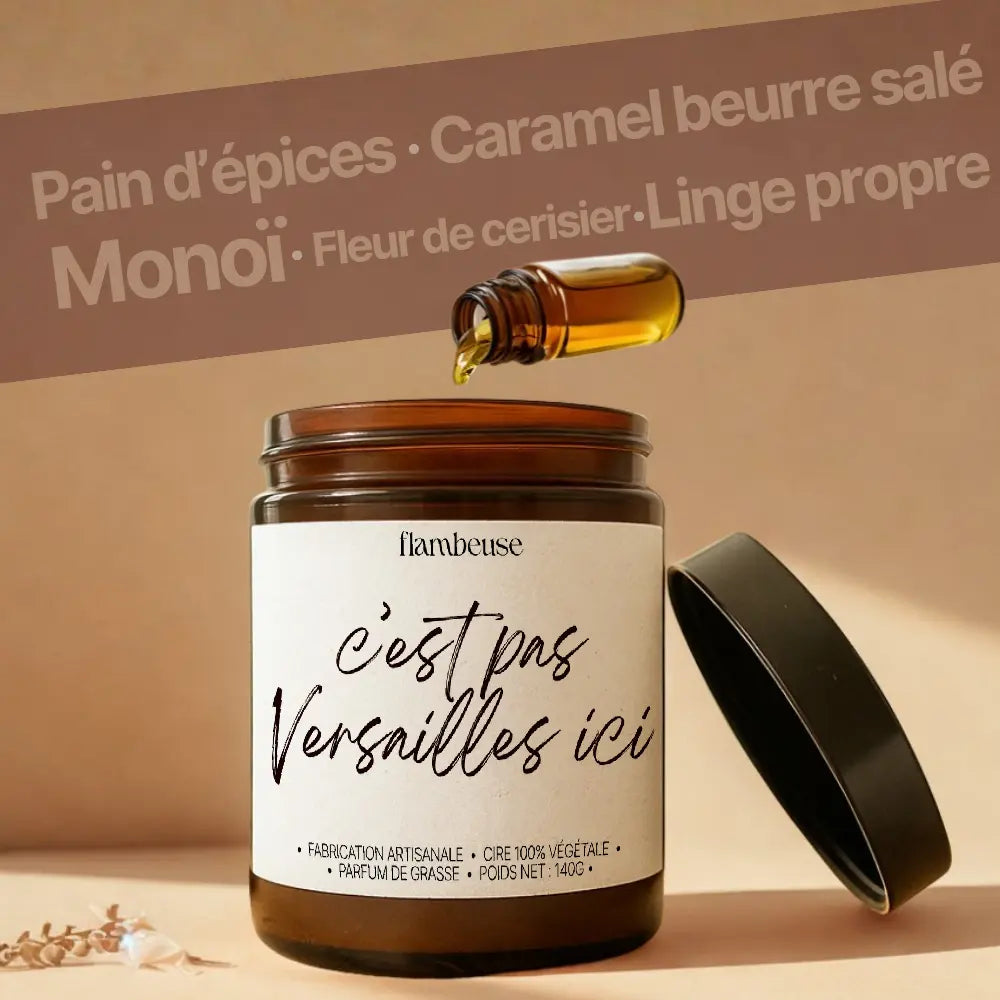 Bougie parfumée “C’est pas Versailles ici” (140 g) Flambeuse