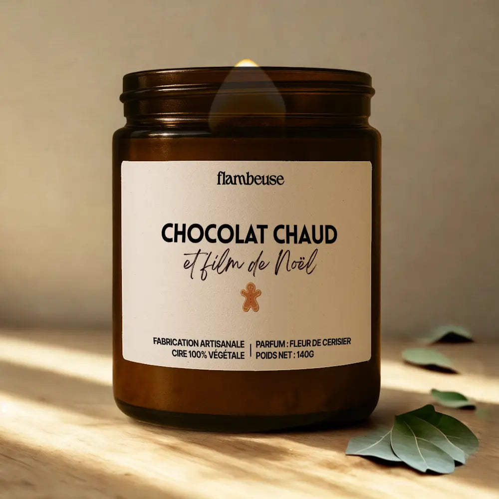 Bougie parfumée “Chocolat chaud et film de Noël" Flambeuse