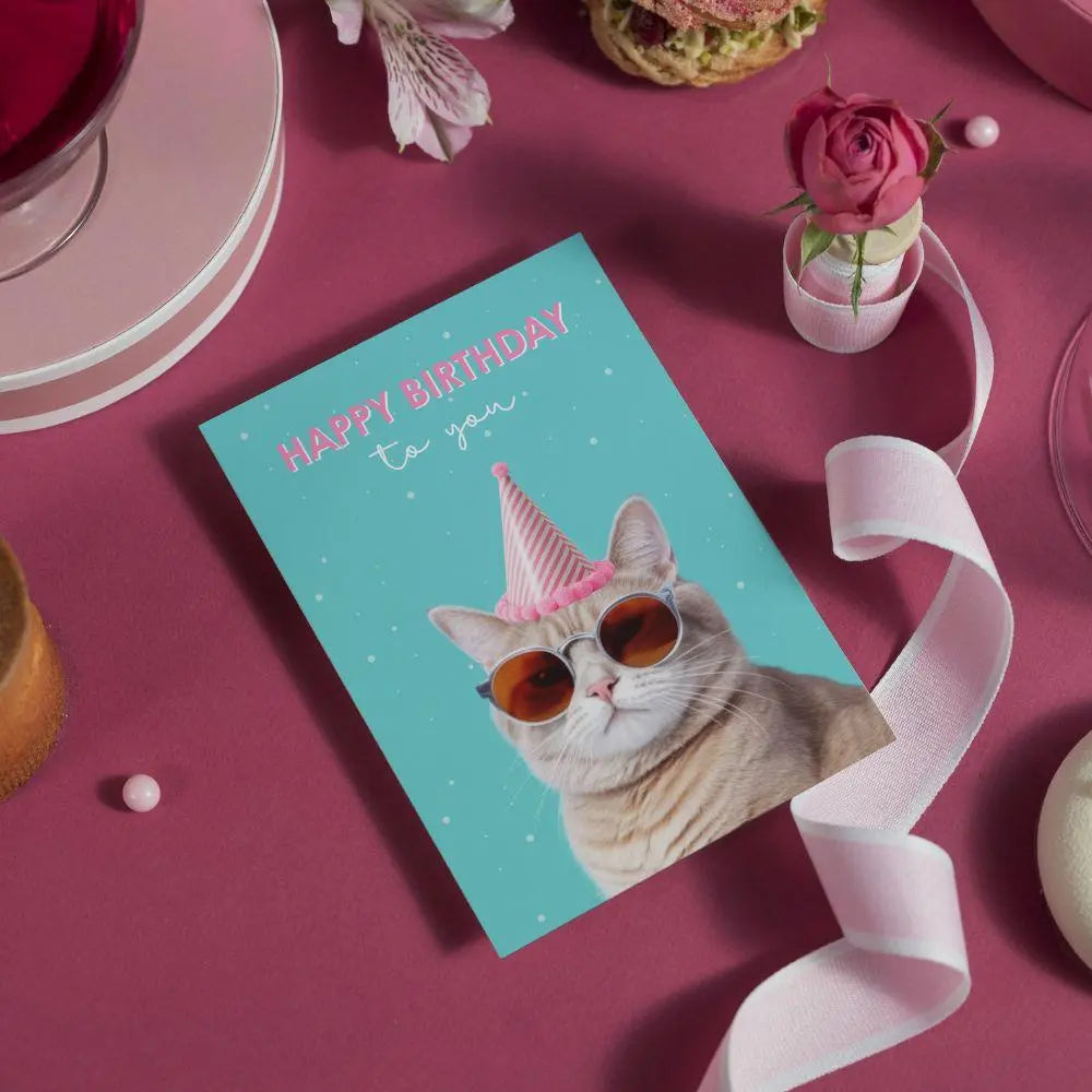 Carte Happy Birthday – Chat en Fête Effet WOW Concepteur