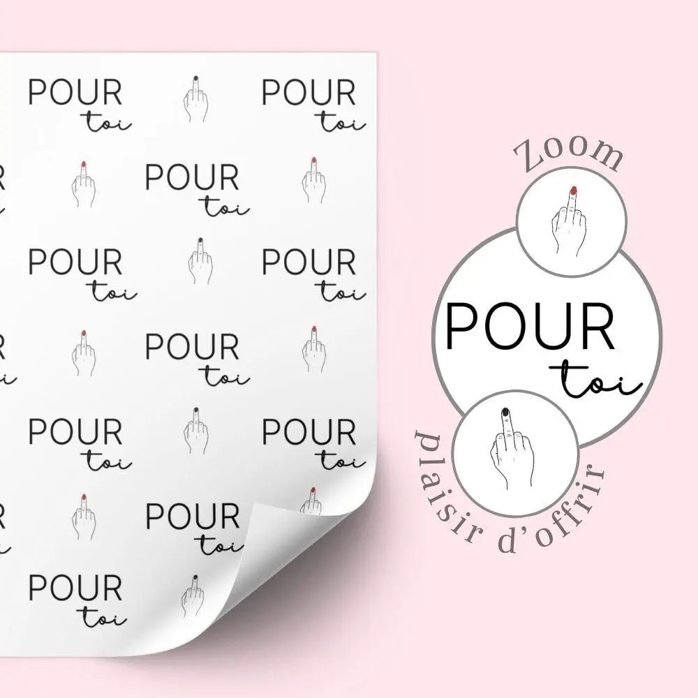 Papier cadeau Pour Toi - Motifs fuck - 50 x 70 cm Effet WOW