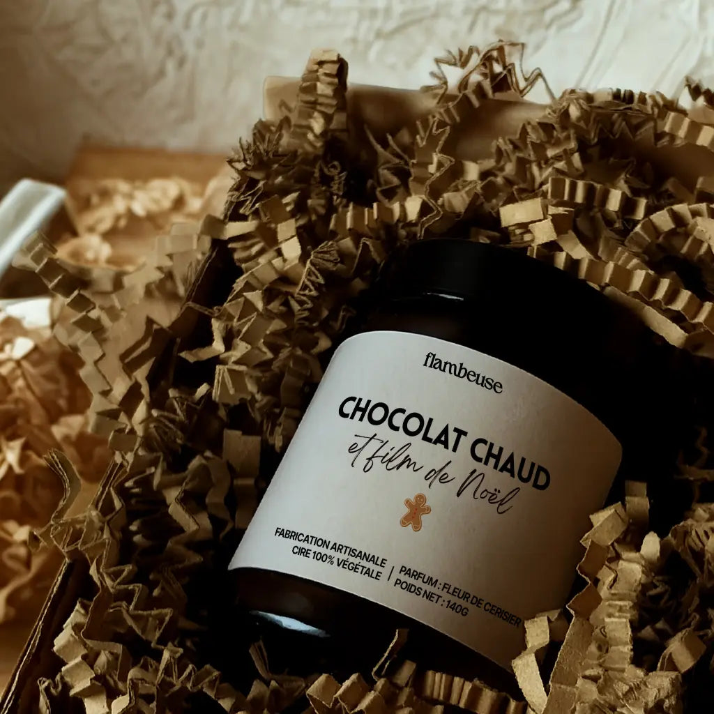 Bougie parfumée “Chocolat chaud et film de Noël" Flambeuse