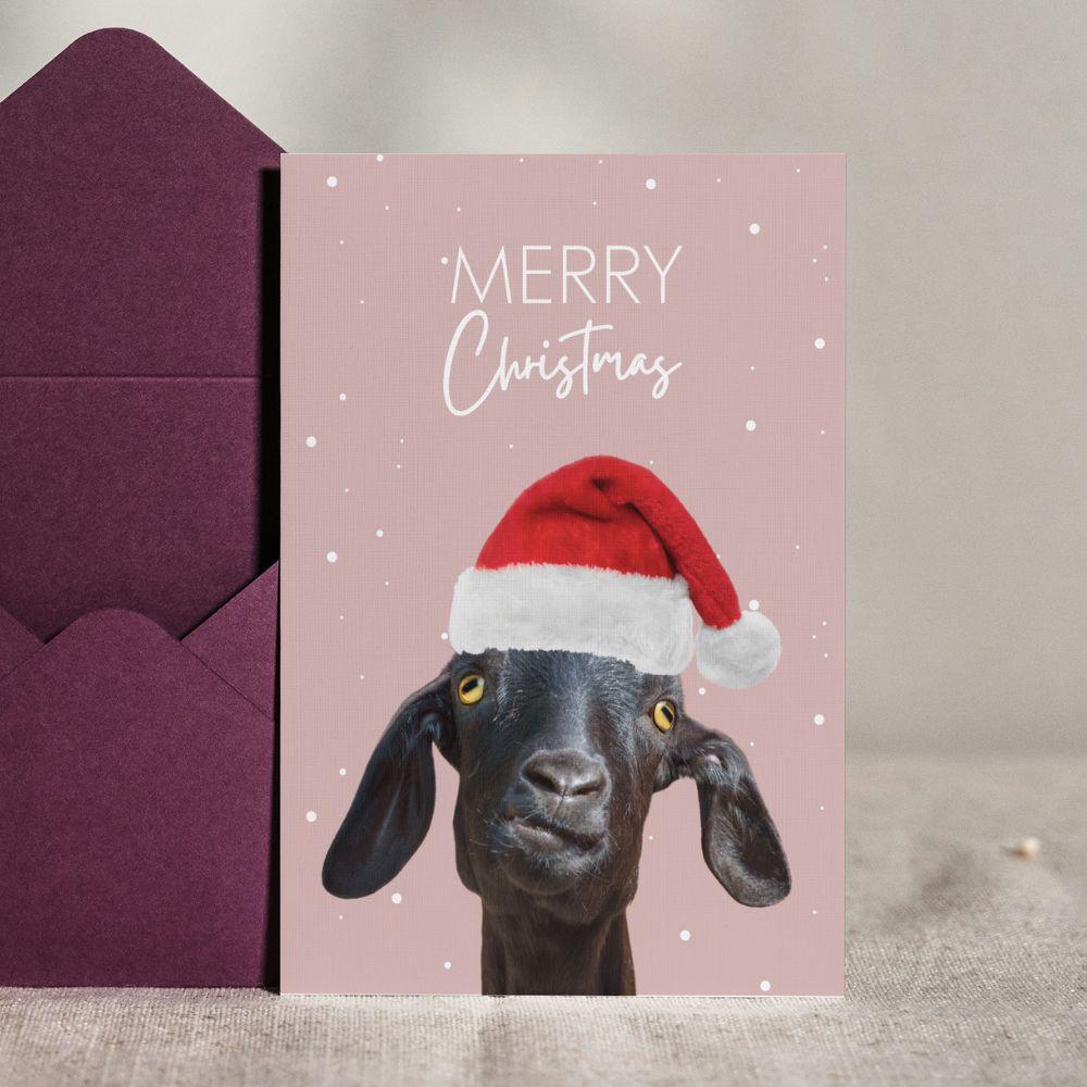 Carte de vœux Merry Christmas - Chèvre Effet WOW