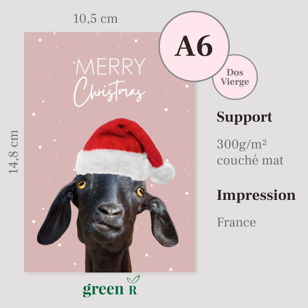 Carte de vœux Merry Christmas - Chèvre Effet WOW